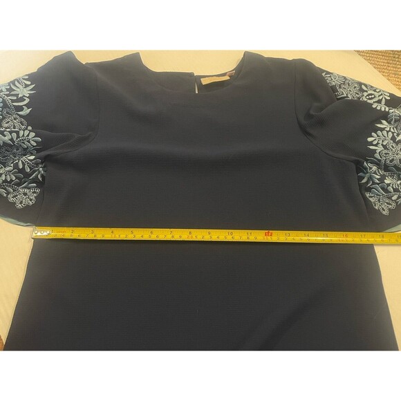 Rungolee XS Flutter Sleeve Dress Floral Embroidery Navy Blue Boho Sustainable - Picture 10 of 10